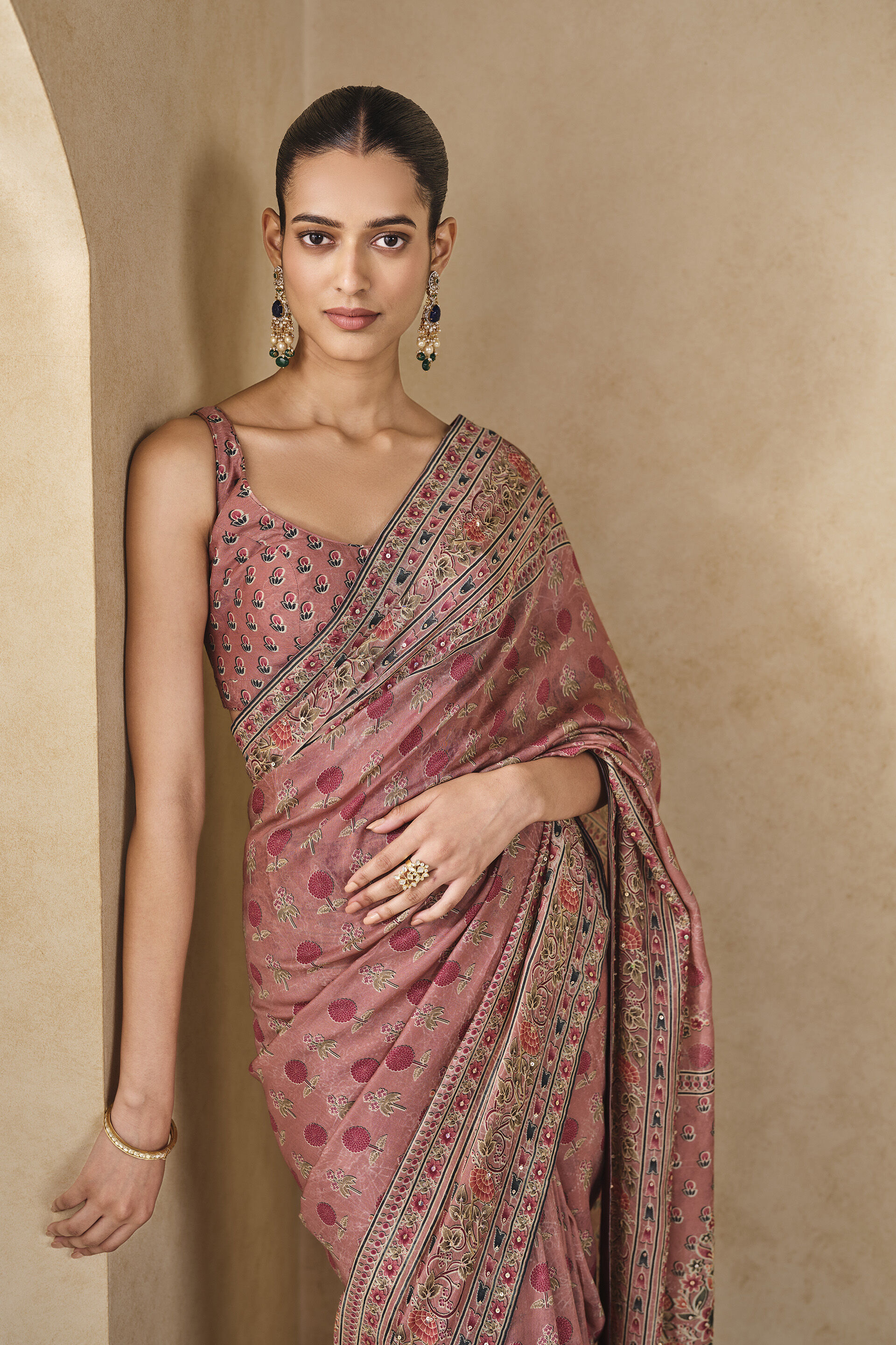 Shameka Printed Silk Saree - Blush, Blush, image 5